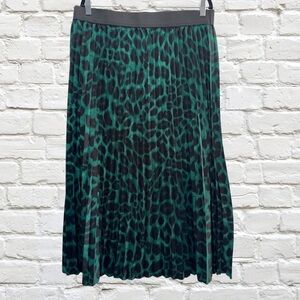 3X SHEIN Deep Teal Animal Print Pleated Midi Skirt